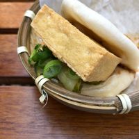 Home-made steamed bun with tofu at Goro Ramen in Oklahoma City
