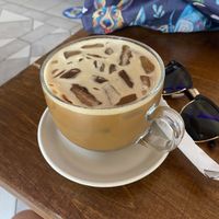 Iced soy latte   at Coffee Break in Oranjestad