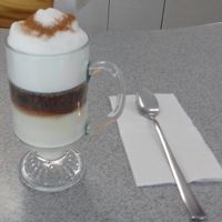 Vegan latte macchiato  at Coffee Break in Oranjestad