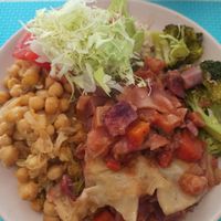 Lasagna, chickpeas, broccoli at Kansha in Fatima