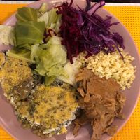 Lentils gratin, seitan, bulgur, mixed salad  at Kansha in Fatima