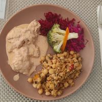 tofu com natas, grão com broa. at Kansha in Fatima