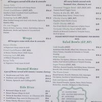 Food menu at Cafe Nowa in Petersham