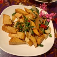 Fried chilli basil tofu at Thai Herb in Khao Sok