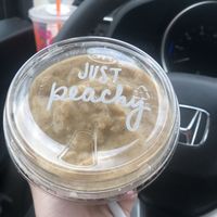 Just peachy smoothie with almond milk & chia seeds 🥰 at Java Haute in Terre Haute