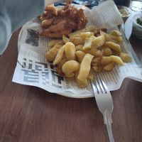 Vegan fish (banana blossom) and chips at The Saltwater Inn in Porthcawl