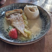 Apple pie and ice cream at The Saltwater Inn in Porthcawl
