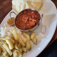 Chicken style curry (gluten free) and half and half at The Saltwater Inn in Porthcawl
