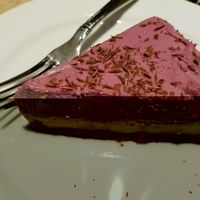 simply awesome (vegan!) hazelnut raspberry torte  at Food For Thought in Williamsburg