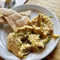 Flatbread and hummus   at The Spread Eagle in East London