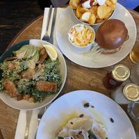 New additions-tortellini (butternut squash filling & “ricotta”) and kale caesar    at The Spread Eagle in East London