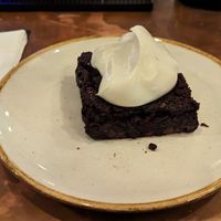 brownie with oat cream at The Spread Eagle in East London