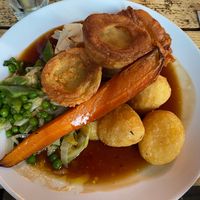 Slow roast celeriac & crackling (it comes with just 1 Yorkshire) at The Spread Eagle in East London