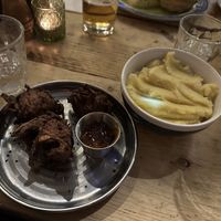 Onion bhajis and mash side   at The Spread Eagle in East London