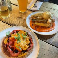tomato tart & courgette flowerss  at The Spread Eagle in East London