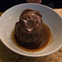 Sticky toffee pudding with dark chocolate ice cream. at The Spread Eagle in East London