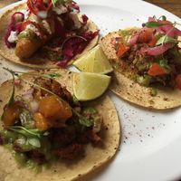 Tofish, vegan pork and jackfruit tacos at The Spread Eagle in East London
