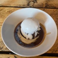 Sticky toffee pudding with ice cream   at The Spread Eagle in East London