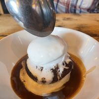 Sticky toffee pudding with ice cream   at The Spread Eagle in East London