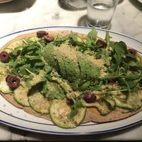 Avocado flatbread: gluten free! at Flax & Kale - Sant Pere Mes in Barcelona