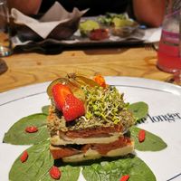 Raw lasagna and jackfruit tacos at Flax & Kale - Sant Pere Mes in Barcelona