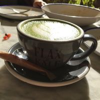 Matcha latte  at Flax & Kale - Sant Pere Mes in Barcelona