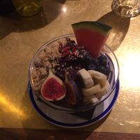 Açai bowl with chocolate granola  at Flax & Kale - Sant Pere Mes in Barcelona