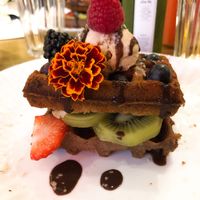Waffles ♥️ at Flax & Kale - Sant Pere Mes in Barcelona