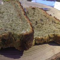 Vegan tasting menu - matcha bread at El Invernadero de Rodrigo de la Calle in Madrid