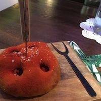 Vegan tasting menu - tomato bread at El Invernadero de Rodrigo de la Calle in Madrid