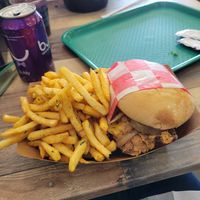 The Cluckster (lions mane) sandwich at The Veggie in Madison