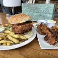 Fried chikken burger had oyster mushroom ‘wings'  at The 13th Note in Glasgow
