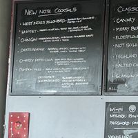 Cocktail list  at The 13th Note in Glasgow