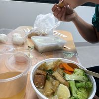 Takeaway Wong ton vegetable noodle soup  at Au Lac Royal Vegan Cuisine woden in Phillip