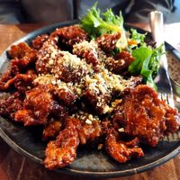 Steam Fried pork at Au Lac Royal Vegan Cuisine woden in Phillip