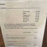 Drinks menu  at One Sixty in Burnley