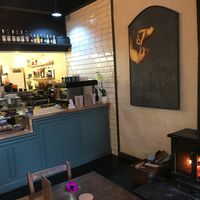 Counter and wood burner  at One Sixty in Burnley