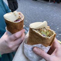 Falafel wrap with extra houmous on top!   at Falafel Zaki Zaki in London