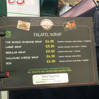 Menu  at Falafel Zaki Zaki in London