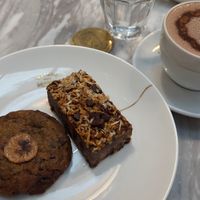 Vegan chocolate drink, brownie and cookie.  at Maison Marou Hanoi in Hanoi