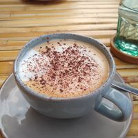 Rice milk cappuccino at Aloha Cafe in Sesimbra