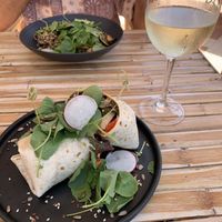 Smoked Tofu Wrap and Vegetable Noodles  at Aloha Cafe in Sesimbra