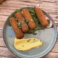 Mushroom croquettes  at Aloha Cafe in Sesimbra