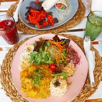 Curry and Beet hummus wrap at Aloha Cafe in Sesimbra