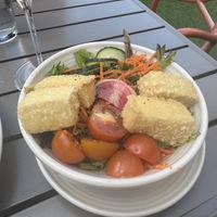 Garden salad with fried tofu  at Honeywood Restaurant in Lexington