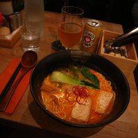 Vegan chili ramen with raw garlic to press at Ramen Ya in Gothenburg