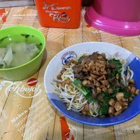 bakmie balado with pangsit (spicy bakmie with wonton)  at Bakmie Jamur in Jakarta