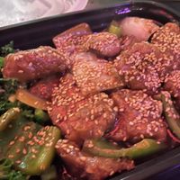 Sesame beef  at Amituofo Vegan Cuisine in Brooklyn