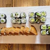 Avocado, asparagus, cucumber & veggie w/mung bean rolls!  at Shinsei Sushi in Bend