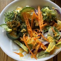Salad with tasty ginger dressing!  at Shinsei Sushi in Bend